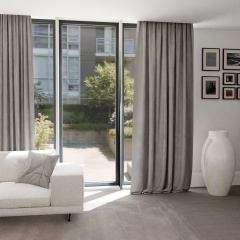 Eleganter Verdunkelungsvorhang in Asch-beige, für das Wohnzimmer, nach Maß, ohne Bügeln