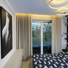 Sichtschutz-Vorhang nach Mass inkl. Gleiter f&uuml;r Swiss Maxi Schiene - Sandfarben B&uuml;gelfrei