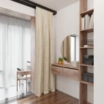 Eleganter und stilvoller Samtvorhang, für das Wohnzimmer, weicher Griff, warmes Creme 