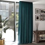 Moderner Vorhang für das Wohnzimmer, Samt, weicher Griff, Türkis-Teal 