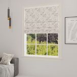 Modernes Raffrollo in naturmattem Design mit Blumenmuster