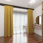 Moderner Vorhang, für das Wohnzimmer, einfarbig, weicher Griff, gelb, bügelfrei