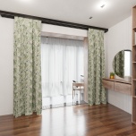 Moderner Vorhang, natürlich, matt, Blumen-Blatt-Design
