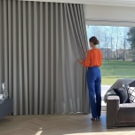 Verdunkelungsvorhang nach Mass inkl. Gleiter für Swiss Maxi Schiene - Grau Beige