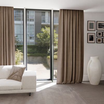 Blackout Moderner Verdunkelungsvorhang, matt, warmes Beige 