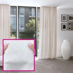Eleganter beiger Leinenvorhang aus natürlichem Leinen, mit einem Hauch von Glamour