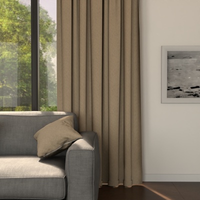Sichtschutz-Vorhang nach Mass inkl. Gleiter für Swiss Maxi Schiene - Warmes Beige Matt