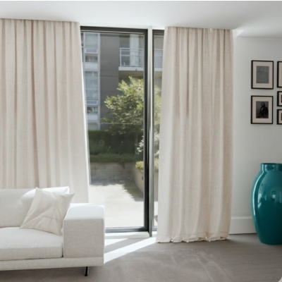 Naturleinen-Vorhang nach Mass inkl. Swiss Gleiter - Beige Naturbelassen