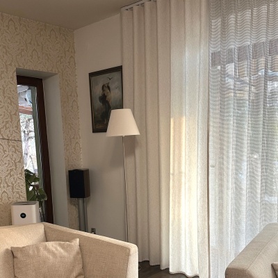 Naturleinen-Vorhang nach Mass inkl. Swiss Gleiter - Eleganz Beige